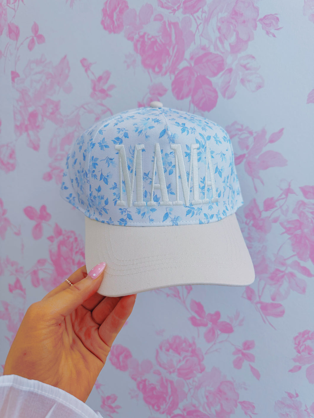 MAMA Blue Floral Trucker Hat