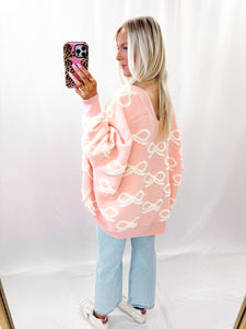 The Bow Oversized Cardigan PINK RESTOCK