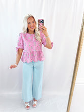 Load image into Gallery viewer, Flirty Floral Blouse PINK
