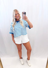 Load image into Gallery viewer, Poolside Pop Terry Top WHITE/BLUE

