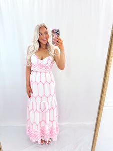 Pink Palm SET (top + skirt)