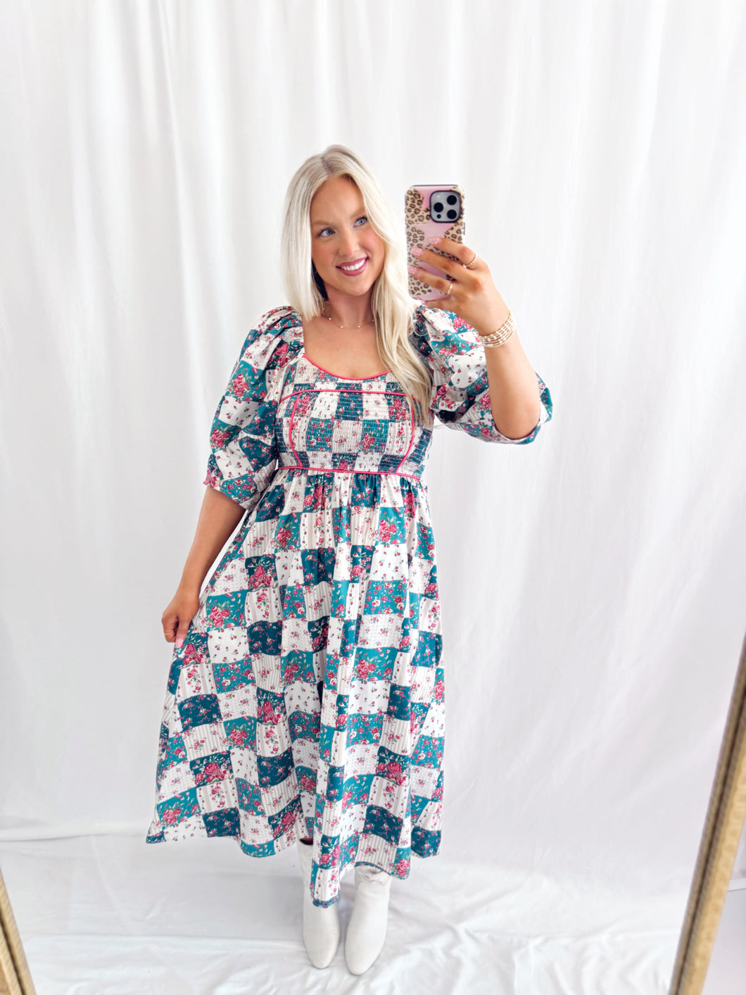 Letters From Fall Dress TEAL/CORAL💖 2 mediums left