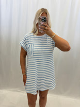 Load image into Gallery viewer, Stripe + Shore T-Shirt Dress BLUE
