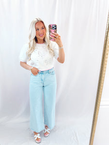 Bow Blossom Top WHITE
