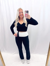 Load image into Gallery viewer, White Polka Dot Foldover Yoga Pants
