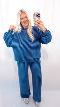 Load image into Gallery viewer, Striped By Me Set (top + pants) NAVY/BLUE
