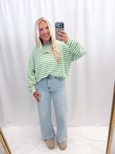 Load image into Gallery viewer, Lucky Catch Sweater Green Stripes
