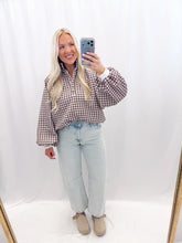 Load image into Gallery viewer, Carolina On My Mind Pullover Brown Gingham
