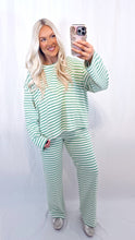 Load image into Gallery viewer, Striped Sweet Set (top + pants) GREEN/CREAM
