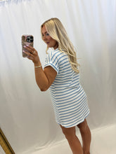Load image into Gallery viewer, Stripe + Shore T-Shirt Dress BLUE
