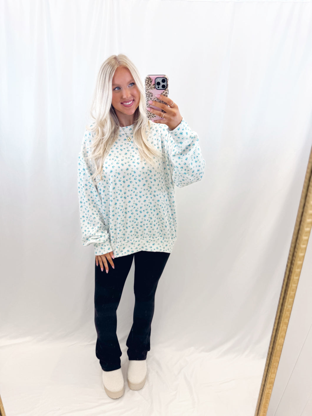 Floral Flirt Pullover BLUE