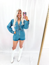 Load image into Gallery viewer, Denim Kick Romper💖 1 small left
