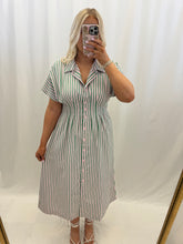 Load image into Gallery viewer, Darling Stripe Dress LIGHT PINK/GREEN
