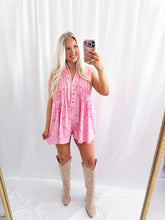 Load image into Gallery viewer, Strawberry Rose Denim Romper
