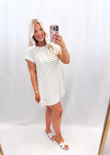 Load image into Gallery viewer, Stripe + Shore T-Shirt Dress TAN
