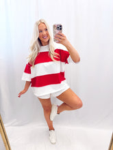 Load image into Gallery viewer, Red, White, &amp; Striped Oversized Top
