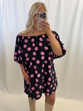 Load image into Gallery viewer, Polka Dot Party Dress BLACK/PINK
