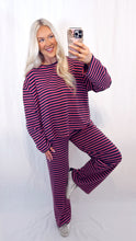 Load image into Gallery viewer, Striped Sweet Set (top + pants) PINK/NAVY💖 1 XS left
