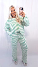 Load image into Gallery viewer, Striped Sweet Set (top + pants) GREEN/CREAM
