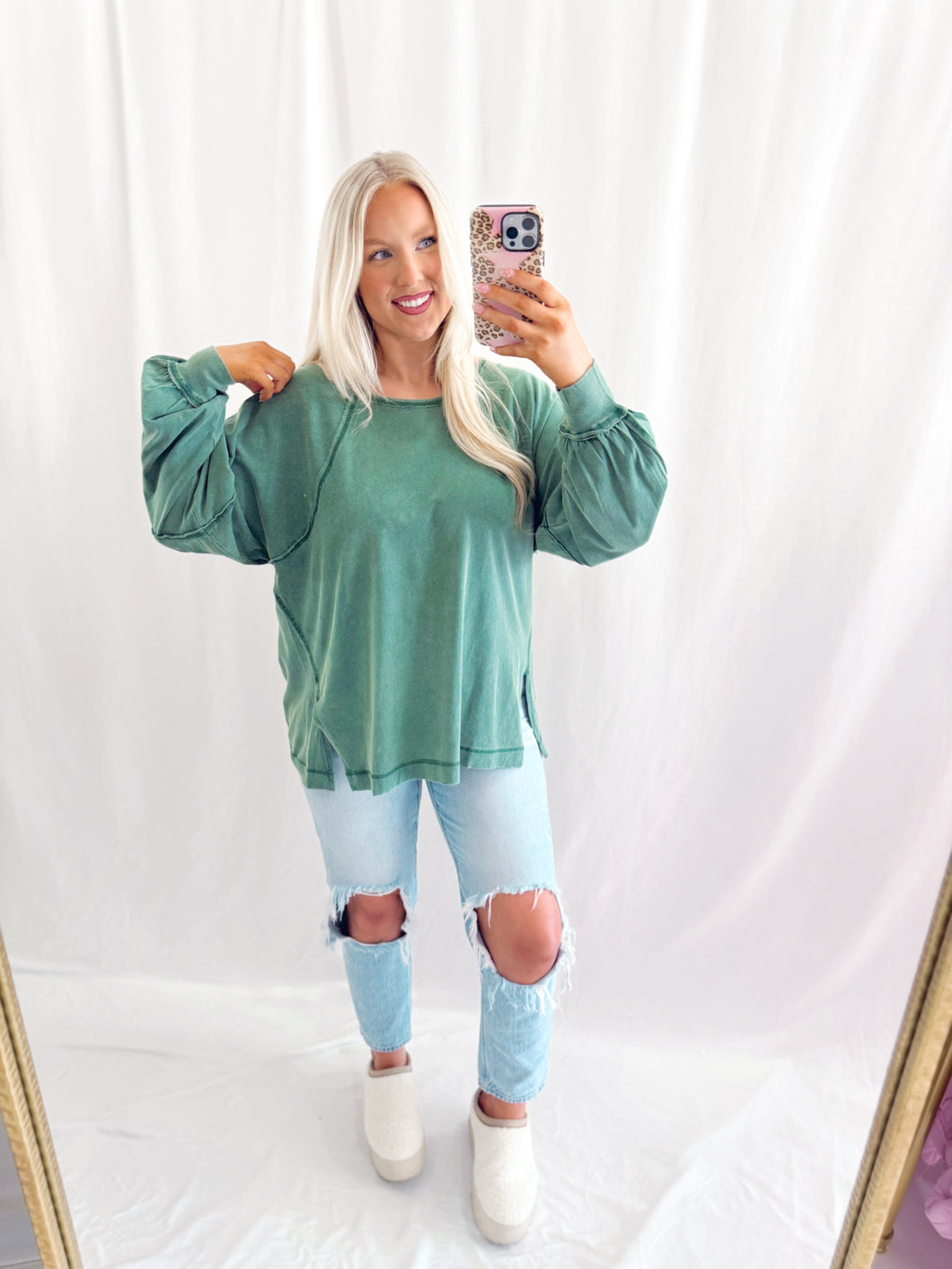 Fall Chill Basic Top GREEN