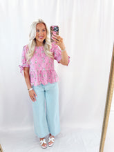 Load image into Gallery viewer, Flirty Floral Blouse PINK
