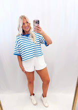 Load image into Gallery viewer, Poolside Pop Terry Top WHITE/BLUE
