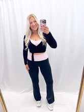 Load image into Gallery viewer, Baby Pink Polka Dot Foldover Yoga Pants
