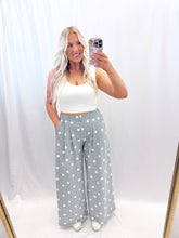 Load image into Gallery viewer, Grey Polka Wide Leg Sweatpants
