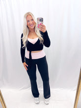 Load image into Gallery viewer, Baby Pink Polka Dot Foldover Yoga Pants
