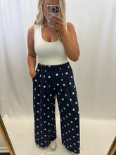 Load image into Gallery viewer, Navy Polka Wide Leg Sweatpants
