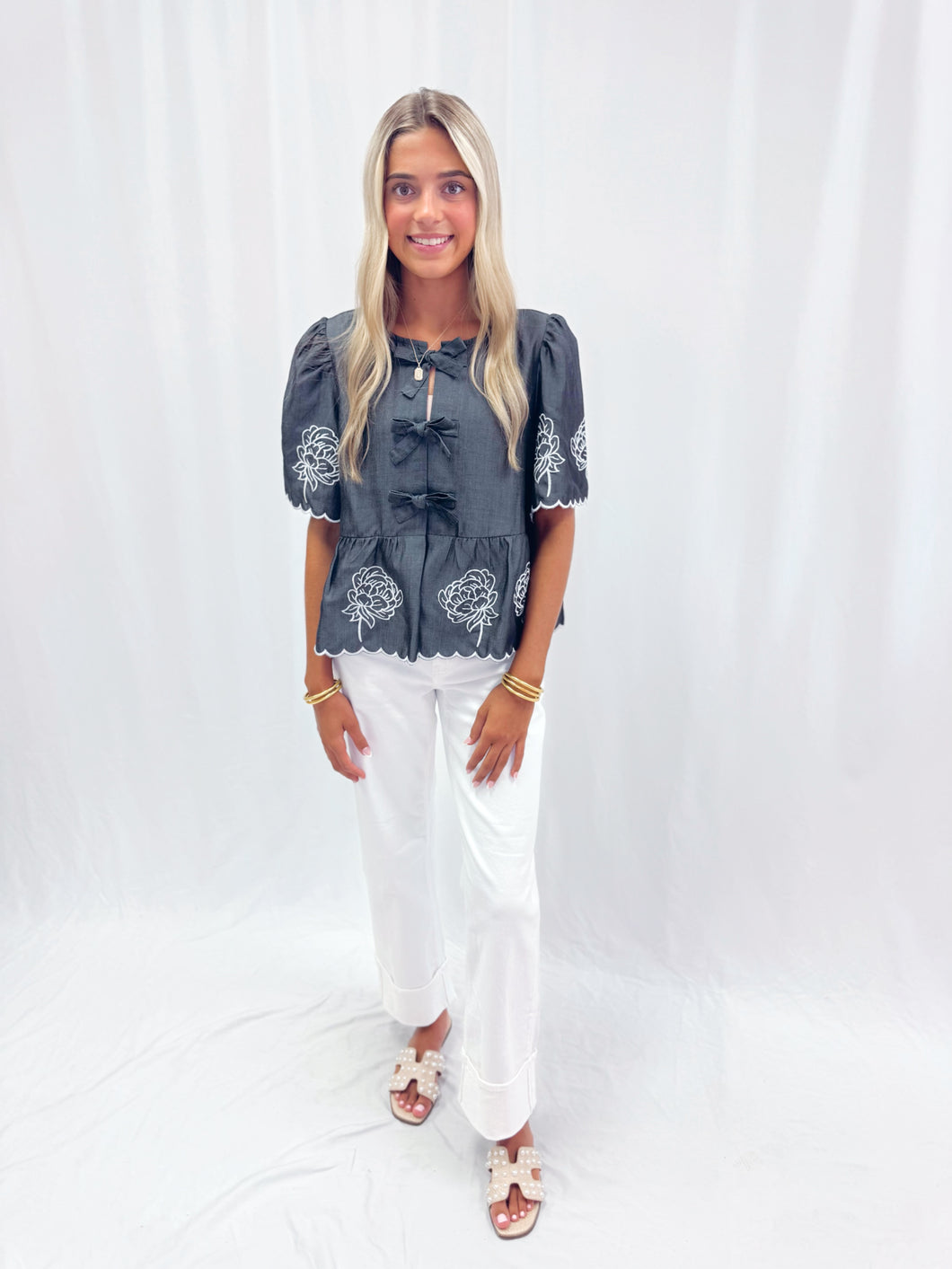 Embroidered Blooms Top