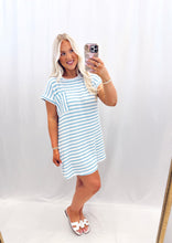 Load image into Gallery viewer, Stripe + Shore T-Shirt Dress BLUE

