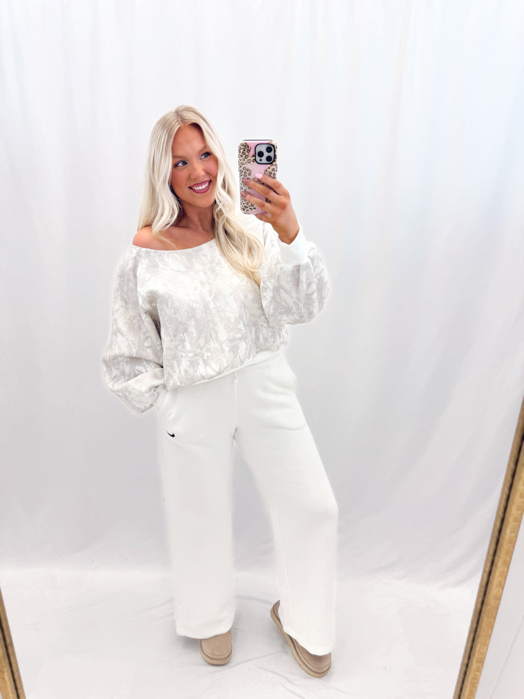 Camo Couture Slouchy Pullover - WHITE CAMO