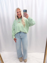 Load image into Gallery viewer, Lucky Catch Sweater Green Stripes
