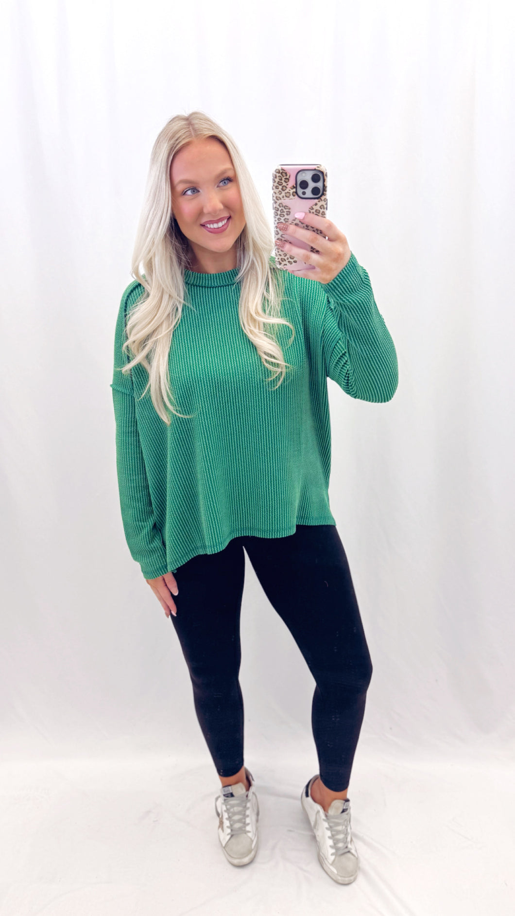 Easy Living Ribbed Top K GREEN