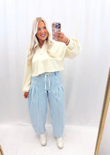 Load image into Gallery viewer, Coastal Pinstripe Barrel Jeans
