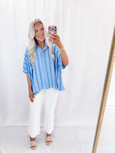 Load image into Gallery viewer, Stripe Delight Oversized Blouse SPRING BLUE
