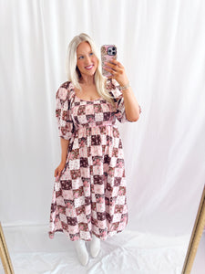 Letters From Fall Dress BROWN/PINK