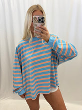 Load image into Gallery viewer, Saturday Stripe Oversized Top Blue
