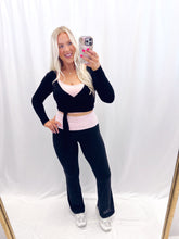 Load image into Gallery viewer, Baby Pink Polka Dot Foldover Yoga Pants
