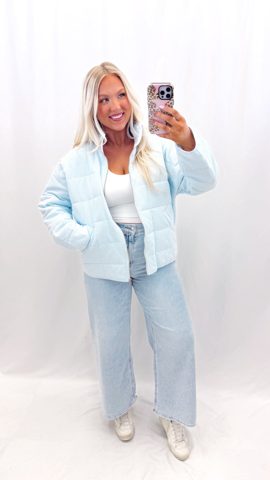 Pretty Pinstriped Jacket BLUE💖 1 small & 1 large left