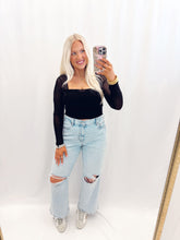 Load image into Gallery viewer, Going Out Sheer Sleeve Top BLACK
