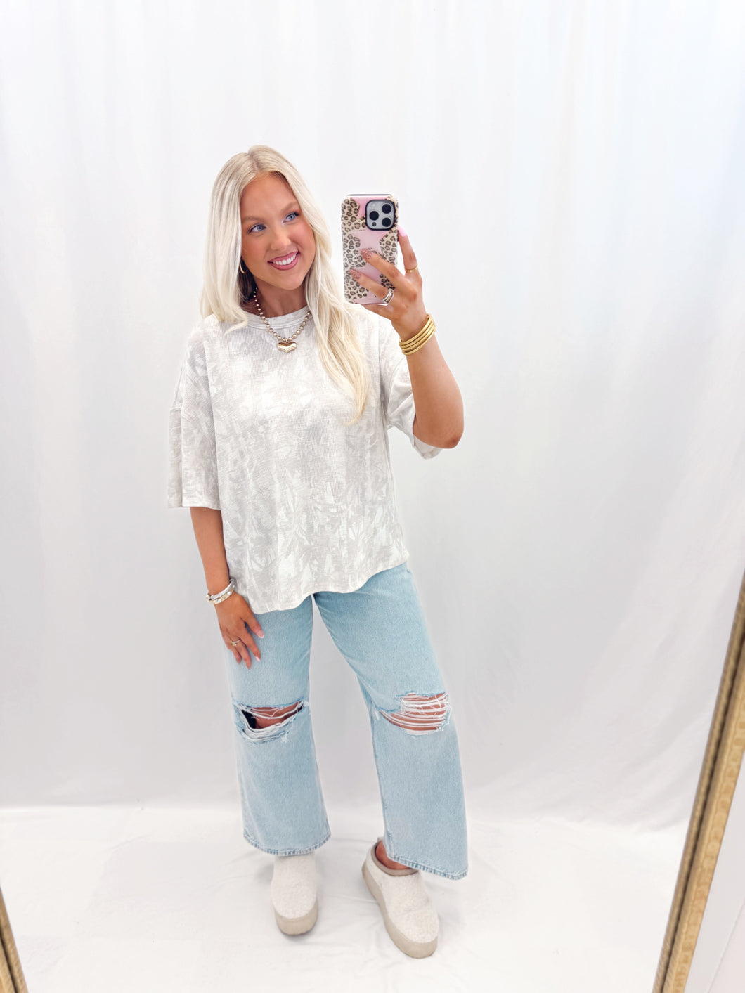 Confidently Camo Ribbed Oversized Tee - WHITE CAMO💖 1 small & 1 medium left