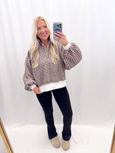 Load image into Gallery viewer, Carolina On My Mind Pullover Brown Gingham
