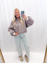 Load image into Gallery viewer, Carolina On My Mind Pullover Brown Gingham
