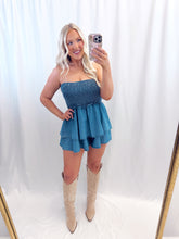 Load image into Gallery viewer, Denim Dot Romper
