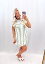 Load image into Gallery viewer, Stripe + Shore T-Shirt Dress GREEN💖 1 medium left
