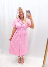 Load image into Gallery viewer, Darling Stripe Dress LIGHT PINK/HOT PINK
