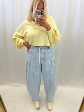 Load image into Gallery viewer, Coastal Pinstripe Barrel Jeans
