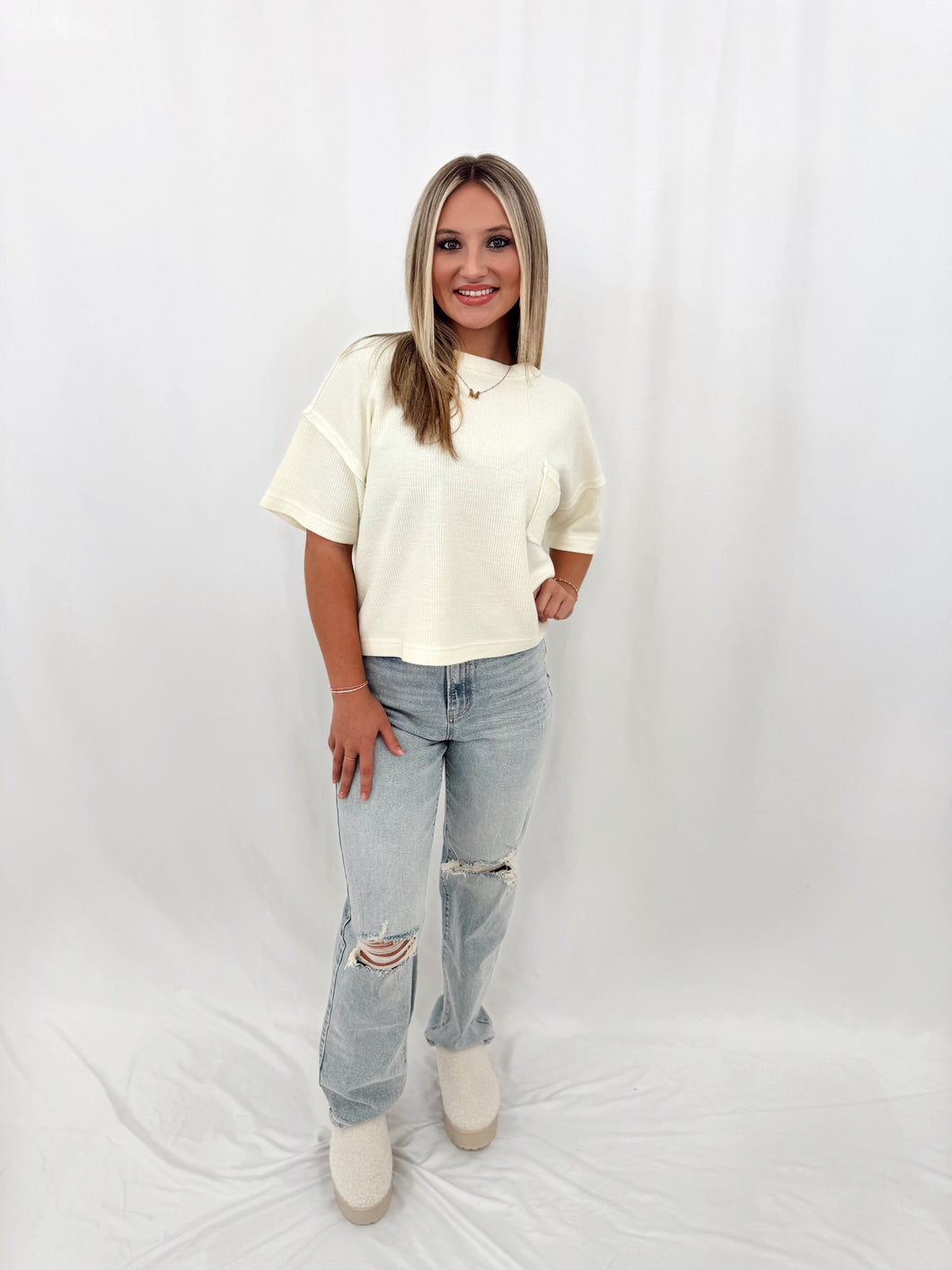 On The Daily Washed Tee CREAM